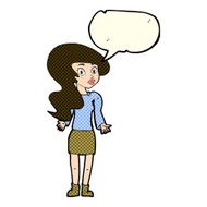 cartoon woman shrugging shoulders with speech bubble N205