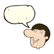 cartoon happy male face with speech bubble N9