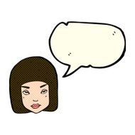 cartoon annoyed female face with speech bubble N5