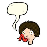 cartoon head sticking out tongue with speech bubble N5