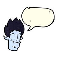cartoon happy vampire head with speech bubble N5