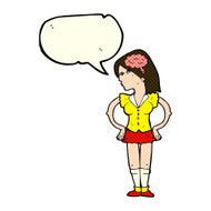 cartoon intelligent woman with speech bubble N9