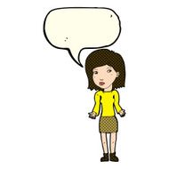 cartoon woman shrugging shoulders with speech bubble N206
