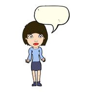 cartoon woman shrugging shoulders with speech bubble N207