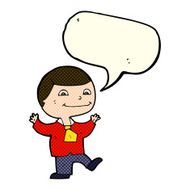 Cartoon happy boy with speech bubble N99