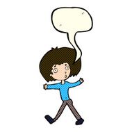cartoon surprised man walking with speech bubble N4