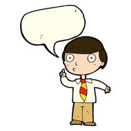 cartoon school boy with speech bubble N5