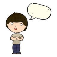 cartoon happy man with folded arm speech bubble N4
