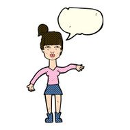 cartoon woman making dismissive gesture with speech bubble N7