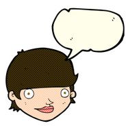 cartoon happy female face with speech bubble N84