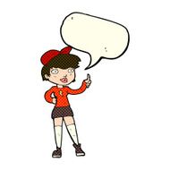 cartoon skater girl giving thumbs up symbol with speech bubble N5
