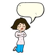 cartoon annoyed woman with speech bubble N80