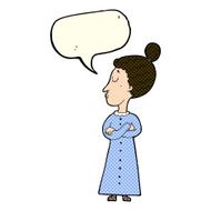 cartoon strict victorian teacher with speech bubble N4