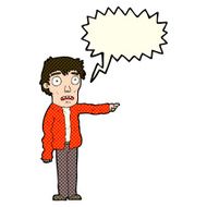 cartoon terrified man pointing with speech bubble N5