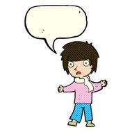 cartoon unhappy boy with speech bubble N25