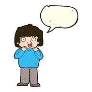 cartoon worried boy with speech bubble N14