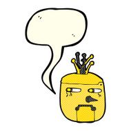 cartoon robot head with speech bubble N26