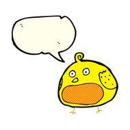 cartoon fat bird with speech bubble N17
