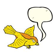 cartoon flying bird with speech bubble N9