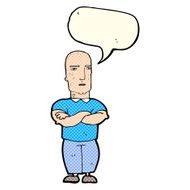 cartoon annoyed bald man with speech bubble N5