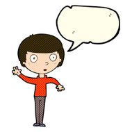 cartoon waving boy with speech bubble N9