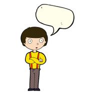 cartoon staring boy with speech bubble N13