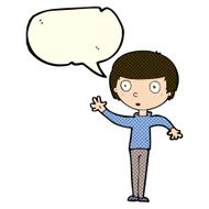 cartoon staring boy with speech bubble N14