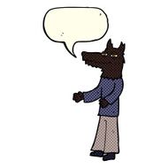 cartoon wolf man with speech bubble N20
