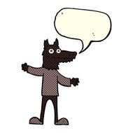 cartoon wolf man with speech bubble N21