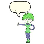 cartoon vampire girl giving thumbs up symbol with speech bubble N5