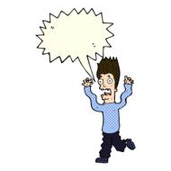 cartoon terrified man with speech bubble N93