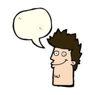 cartoon happy man face with speech bubble N7
