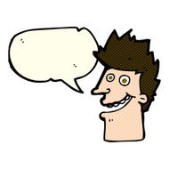 cartoon happy man face with speech bubble N8