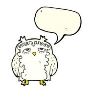 cartoon wise old owl with speech bubble N5