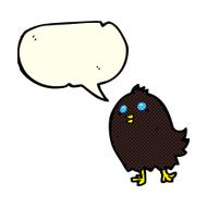 cartoon spooky black bird with speech bubble N3