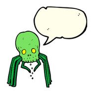 cartoon spooky skull spider with speech bubble N5