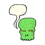 cartoon spooky skull with speech bubble N68