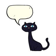 cartoon black cat with speech bubble N16