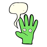 cartoon hand with eyes speech bubble N3