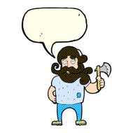 cartoon lumberjack with axe speech bubble N4