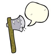 cartoon axe with speech bubble N3