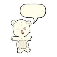 cartoon cute polar bear cub with speech bubble N18