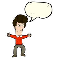 cartoon startled man with speech bubble N25