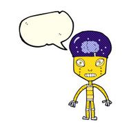 cartoon weird robot with speech bubble N5