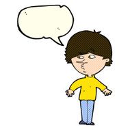 cartoon suspicious man looking over shoulder with speech bubble N5