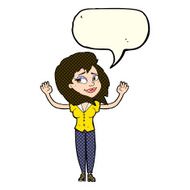 cartoon woman giving up with speech bubble N5