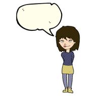 cartoon happy woman with speech bubble N110