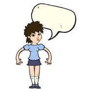 cartoon curious woman with speech bubble N25