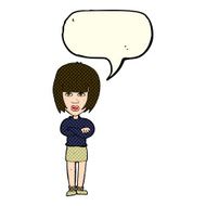 cartoon annoyed woman with speech bubble N81