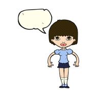 cartoon girl with speech bubble N9